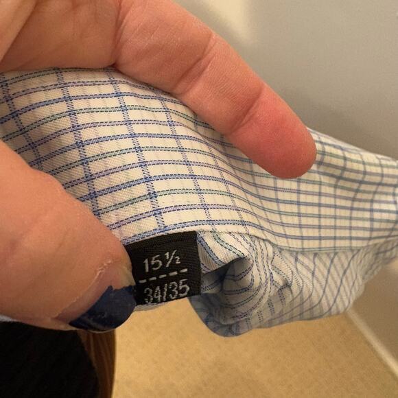 Forsythe of Canada Non Iron Tailored Fit Mens Dress Shirt 15.5  34/35 Blue - Picture 9 of 9